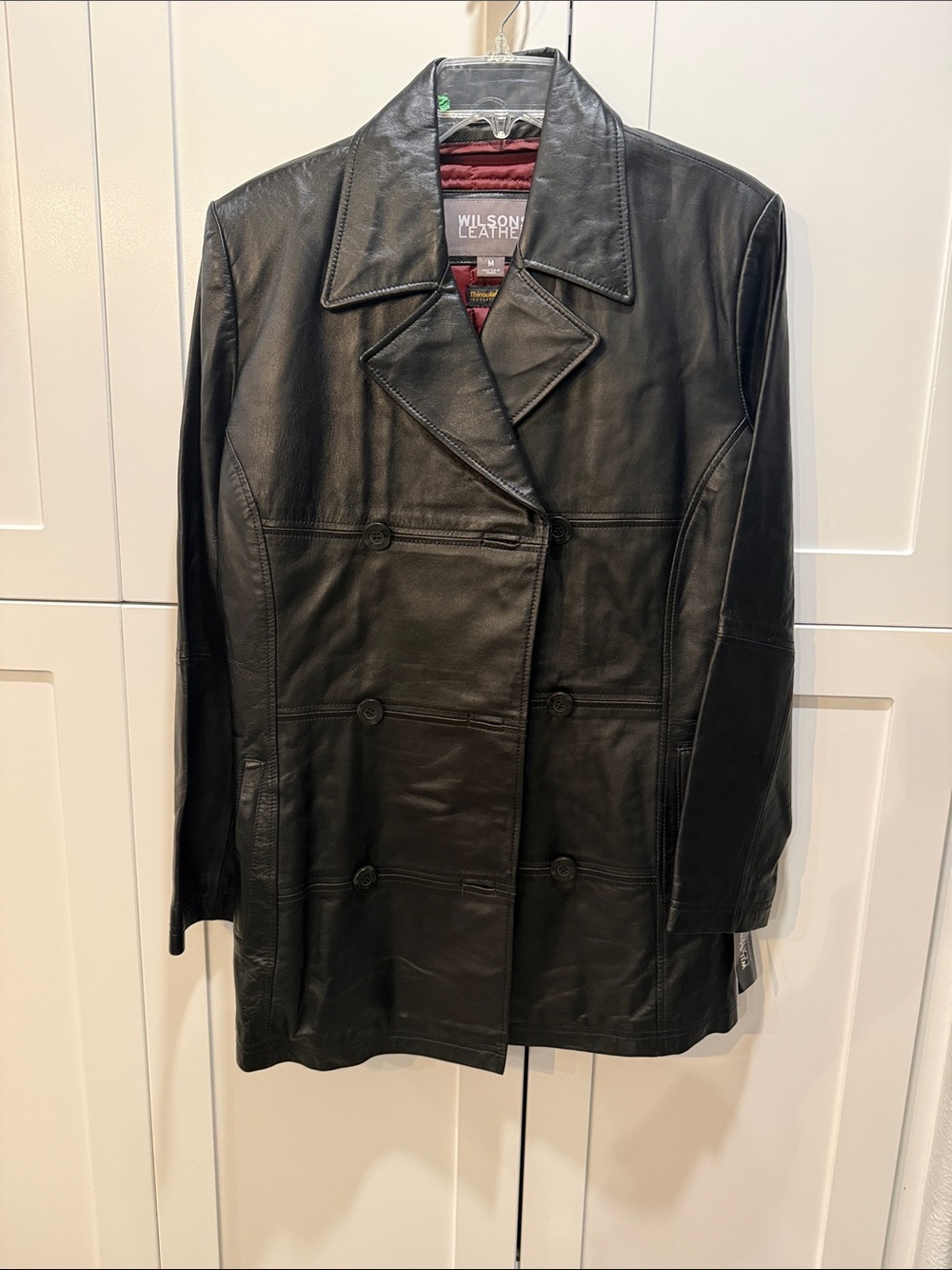 Wilsons Leather Women's Black Double-Breasted Leather Jacket